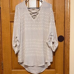 Maurices Cream and Black Patterned Blouse